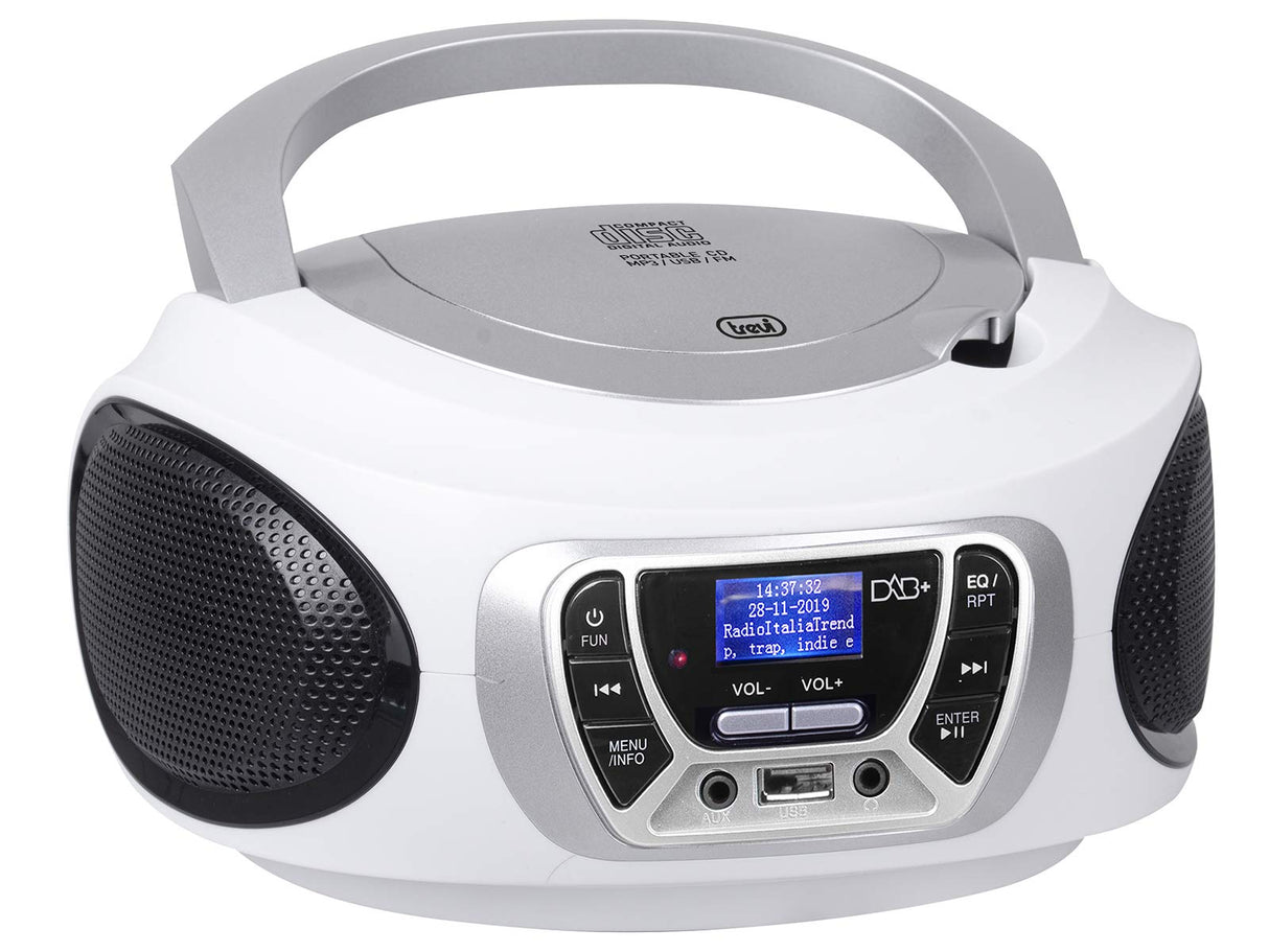 Trevi CMP 510-WH Radio Portátil Recargable con Dab, CD y USB, Blanco