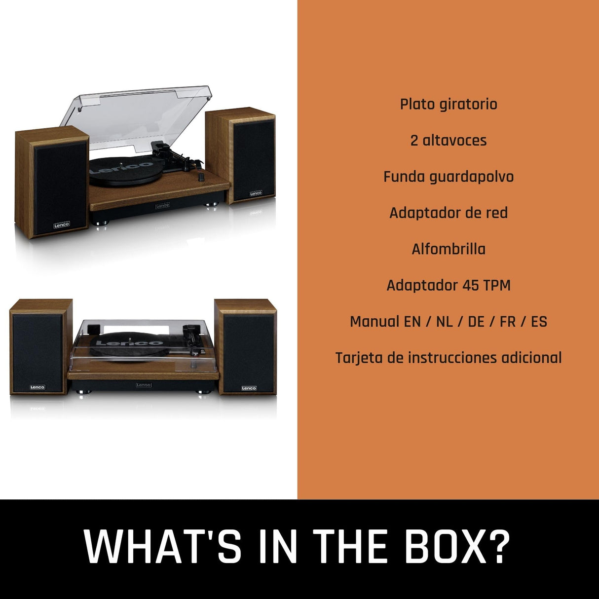 Lenco LS-100 Tocadiscos hi-fi - con Bluetooth 5.0 - Altavoz Externo - 2 x 10 w rms - transmisión por Correa - Apagado automático - Madera