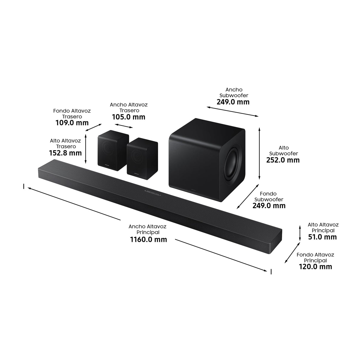 SAMSUNG Barra de Sonido HW-QS750F/ZF -Wireless Dolby Atmos, 3.1.2ch Sound, Q-Symphony, SpaceFit Sound