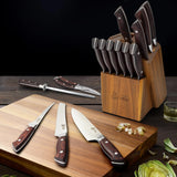DDF iohEF Juego de Cuchillos de Cocina de 16 Piezas con Bloque, Juego de Cuchillos Cocina Profesional de Acero Inoxidable con Afilador, juego de cuchillos de chef Ultra Afilados con Mango Ergonómico