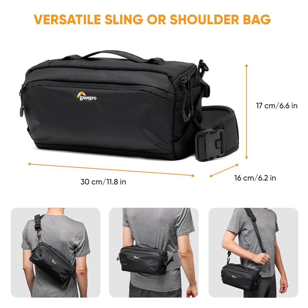 Lowepro ProTactic Lite SLX 120 AW III Bolsa Bandolera para Cámara, Cámara Profesional, Cubierta para Lluvia, Mochila Cruzada Ligera, para Fotógrafo, Videógrafo, Volumen 5L, para DSLR/Sin Espejo