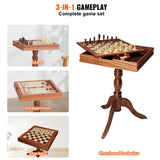 VEVOR Juego de ajedrez de Damas y Backgammon 3 en 1, Tablero de ajedrez de Madera 44 x 67,5 cm, Mesa de Juego combinada de Lujo, Materiales de Regalo Ideales para Juegos de Mesa