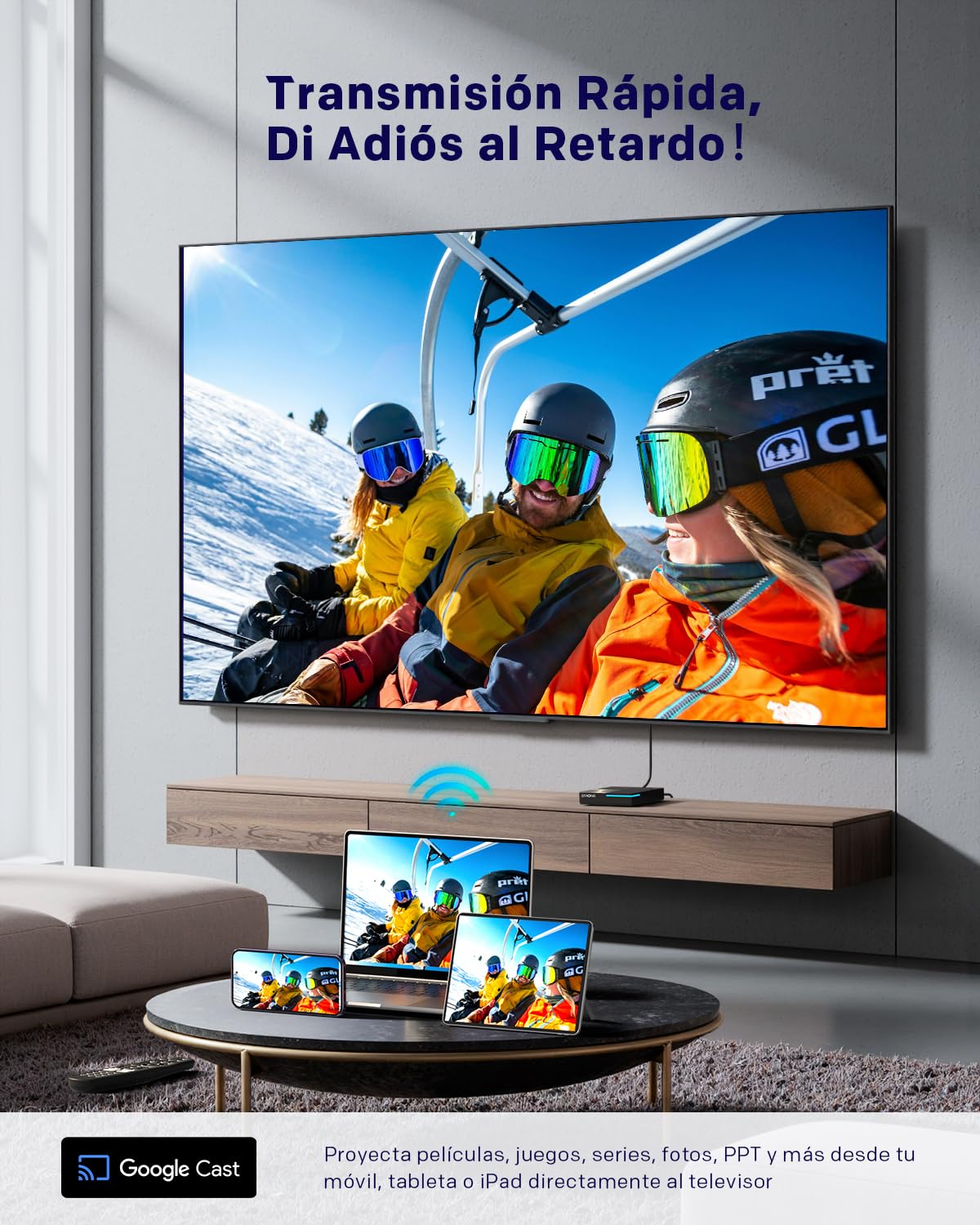 STRONG Leap-S3 Pro TV Streaming Box 4K UHD Google TV con Puerto Ethernet, Android 12, 4GB RAM + 32GB Almacenamiento, Wi-Fi 6, Chromecast Integrado, Control por Voz Google, Dolby Atmos Y Dolby Vision