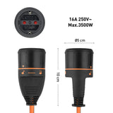 Electraline 01666 Cable Alargador 30M 3G1.5 con Toma de Corriente Electralock Equipado con un Mecanismo de Bloqueo que Evita la Desconexión Accidental del Enchufe