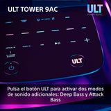 Sony ULT Tower 9AC, Altavoz Bluetooth definitivo para Fiestas, alimentación de Red, 2 Modos ULT Power Sound, Altavoz X-Balanced, iluminación y Sonido 360, entradas de Karaoke, Negro