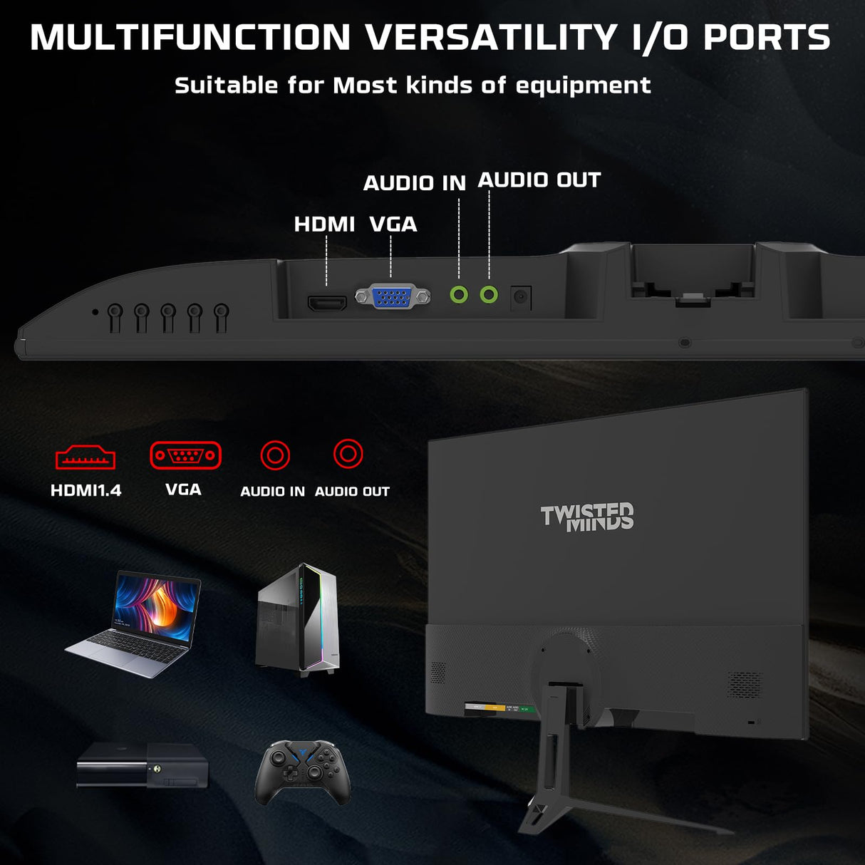 Twisted Minds Monitor para Gaming, Pantalla de 22 Pulgadas Fast IPS - Resolución 1920 x 1080 FHD, frecuencia actualización 100 Hz, relación Aspecto 16:9, Tiempo Respuesta 1 ms - Negro (TM22FHD100IPS)