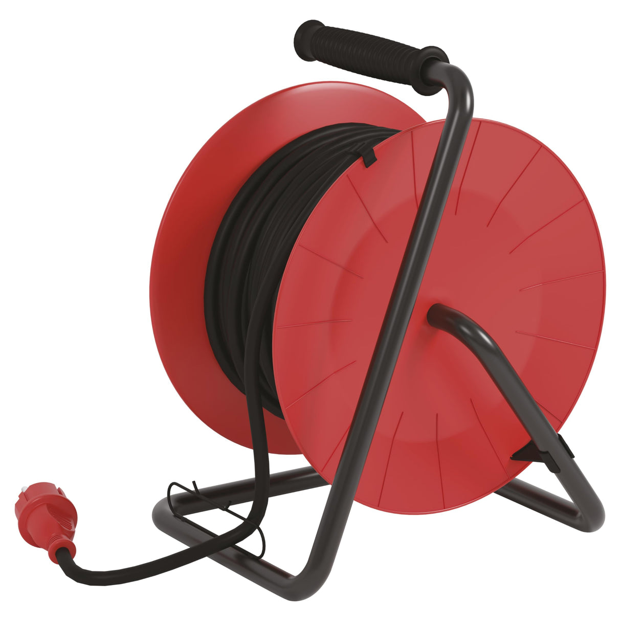 Emos P08225 Enrollacables Profesional alargador, de la Empresa, Grado de protección IP44, m de Cable con 4 enchufes Schuko, 1,5 mm2 Goma, para Uso Exterior, 25 Meter