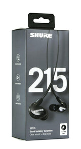 Shure SE215-K-E, auriculares in-ear con aislamiento de sonido de calidad, sonido cálido y con detalles con graves mejorados, cable desmontable,negro