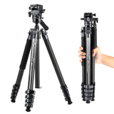 Fotopro X-Airfly - Trípode para cámara de vídeo con cabeza líquida, cabeza de bola panorámica, 1,3 kg, ampliable, portátil, compacto, de fibra de carbono, para cámara réflex digital, 15 kg, color gris