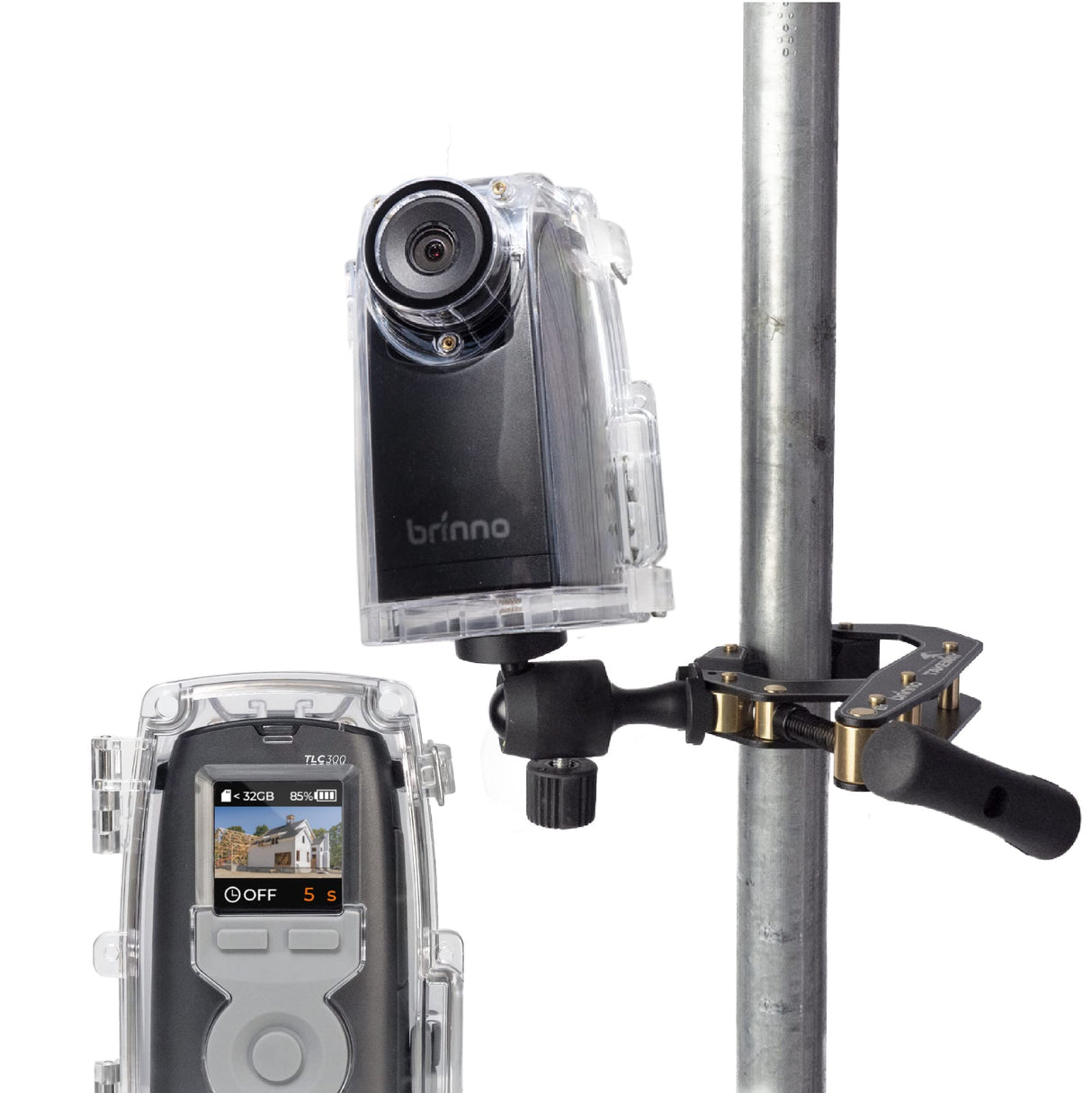 Brinno BCC300-C Timelapse Video Bundle - Cámara TLC300 1080P FHD y HDR, 118°FOV, Pantalla LCD IPS 1.44”, Carcasa IPX4, Abrazadera, Fácil de Usar en Obras de Construcción, Interiores y Exteriores