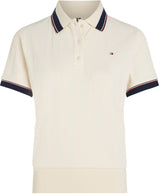 Tommy Hilfiger Polo de Manga Corta para Mujer Regular Fit, Beige (Calico), XL