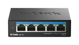 D-Link DMS-105, Switch Multigigabit, sin gestión, sobremesa, 5 Puertos 2.5 Gigabit (2.500 Mbps), Ideal para Enlace a NAS o servidores, metálico, Plug and Play, IGMP Snooping