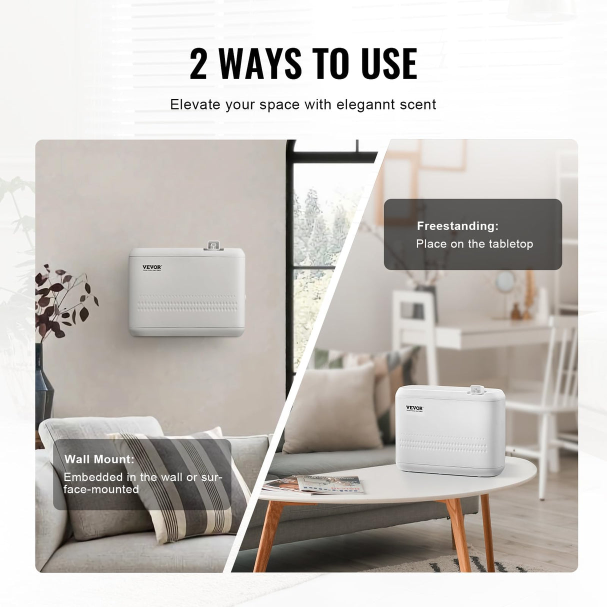 VEVOR Difusor de Aroma HVAC Mejorado para Toda la casa, máquina de Aire aromático de 850 ml con tecnología de Aire frío, difusor de Aceite Esencial sin Agua, Cubre hasta 5000 pies Cuadrados para