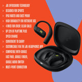 JBL Endurance Zone Auriculares Deportivos inalámbricos Abiertos True Wireless, diseño ergonómico de Gancho, OpenSound, 32 h de autonomía, Resistencia IP68, Google Finder, Negro/Verde