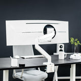 Vivo Brazo de Monitor de Aluminio monitores ultraanchos de hasta 49 Pulgadas y 33 Libras, Soporte de Montaje de Escritorio único, Altura neumática, VESA máxima 100 x 100, Blanco,