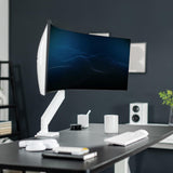 Vivo Brazo de Monitor de Aluminio monitores ultraanchos de hasta 49 Pulgadas y 33 Libras, Soporte de Montaje de Escritorio único, Altura neumática, VESA máxima 100 x 100, Blanco,
