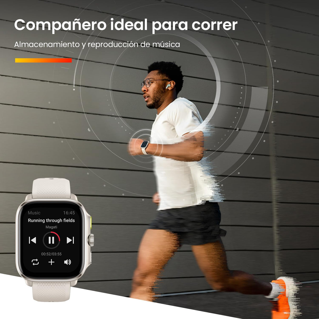 Amazfit Cheetah Square 44mm Reloj Inteligente Ligero para Correr con GPS de Doble Banda, mapas sin conexión,Monitor frecuencia cardíaca,oxígeno Sangre, Zepp Fitness