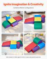 VEVOR 5 PCS Juego de Juguetes de Escalada de Espuma, Bloques de Escalada de Cuero Sintético, Juego de Actividades para Trepar y Gatear en Interiores Fácil de Limpiar, para Niños de 6 Meses a 3 Años