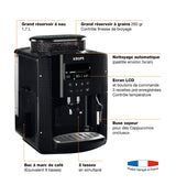 Krups Máquina de café Essential, molinillo de granos, cafetera espresso, pantalla LCD, limpieza automática, boquilla de vapor para capuchino negro YY8135FD