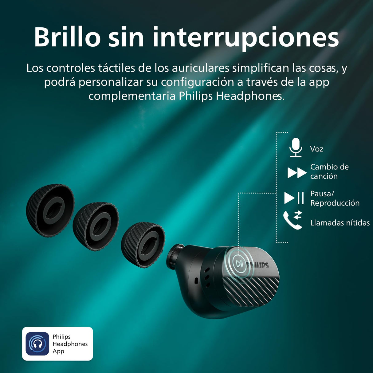 Philips TAT5000BK Auriculares pequeños in Ear Bluetooth Cancelación Ruido True Wireless - Graves dinámicos, Estuche de Bolsillo, 40 h reproducción, Llamadas claras, Desplazamientos o Deporte - Negro