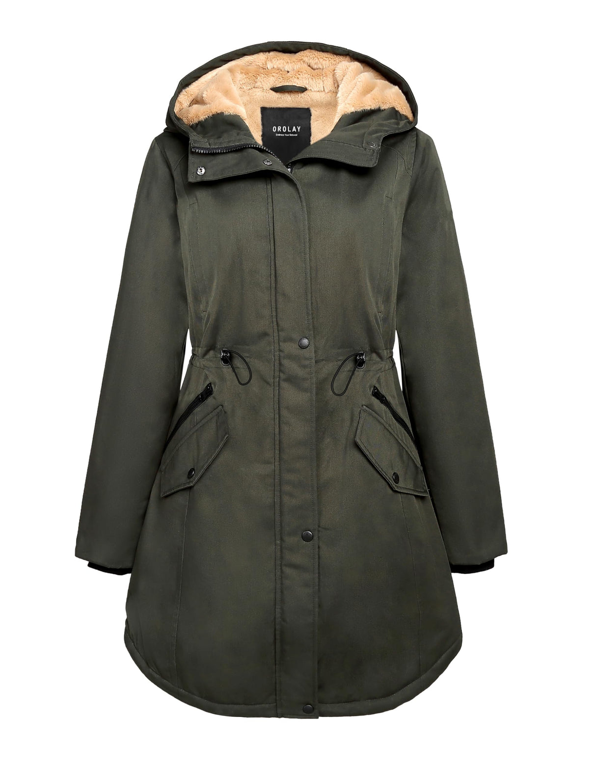 Orolay Chaqueta Mujer Invierno Parka de Mujer con Capucha y Forro Polar Chaqueta Acolchada para el Invierno Verde L