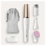 Braun FaceSpa Pro 912 - Depiladora facial con 3 accesorios, color blanco y bronce