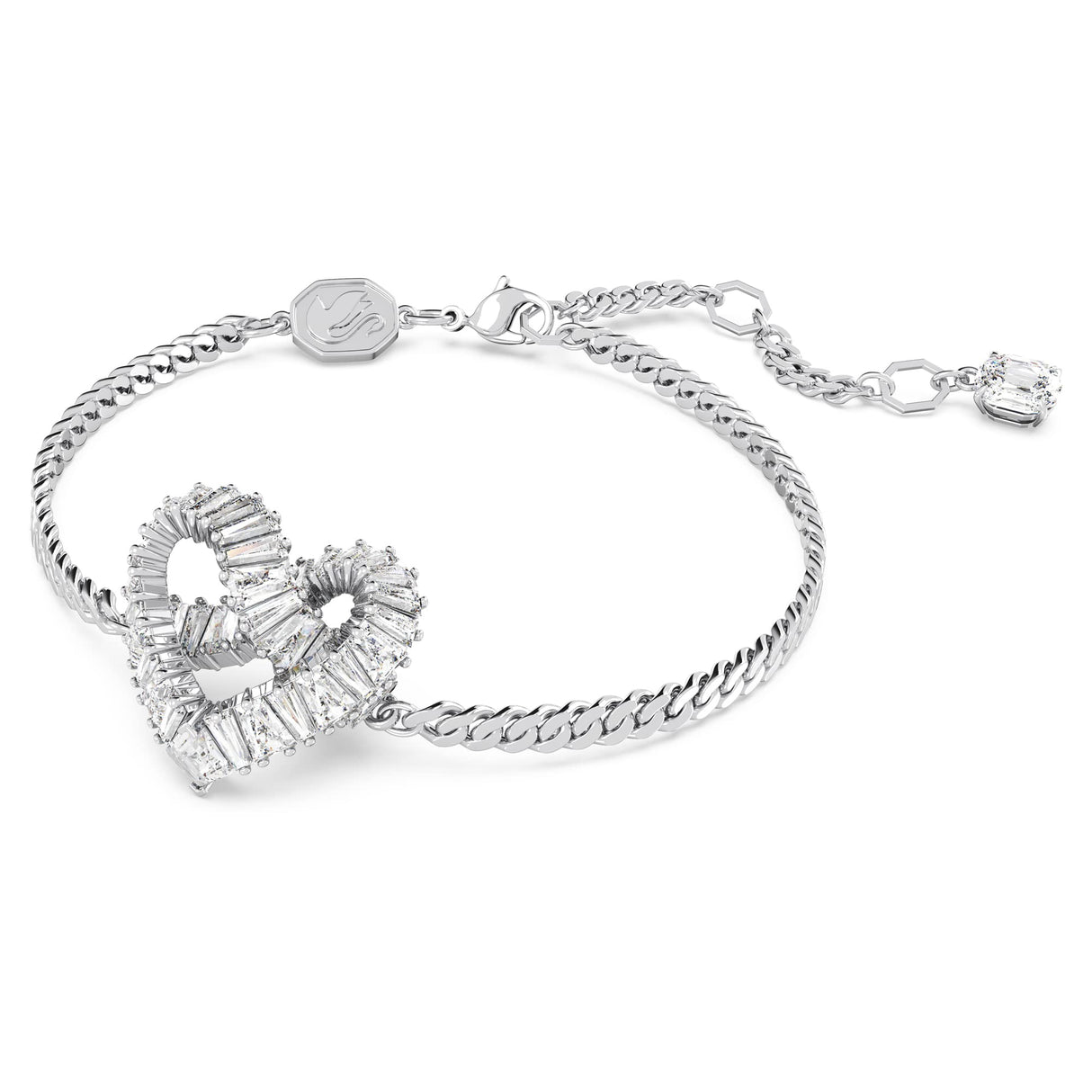 Swarovski Matrix Pulsera en Forma de Corazón, Cristal Blanco, Talla Baguette en un Baño de Rodio, de la Colección Matrix de Swarovski