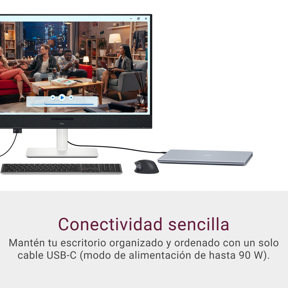 Dell 32 Plus Monitor - S3225QC, 4K UHD (3840x2160), 120Hz, QD OLED, 0.03ms, AMD FreeSync Premium Pro, HDR True Black 400, Dolby Vision, Altavoces Integrados, 3 USB-C, HDMI,