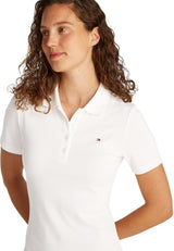 Tommy Hilfiger Vestido Tipo Polo Mujer 1985 Pique Slim Fit, Blanco (Ecru), S