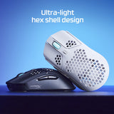 HyperX Pulsefire Haste - Ratón inalámbrico para juegos - Ultraligero, 62g, 100 horas de duración de la batería, 2,4 GHz inalámbrico, carcasa de panel de abejas, diseño hexagonal - Blanco/Rosa