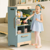 ROBUD Frigorífico de Madera - Realista e Interactivo con máquina de Hielo y Juguetes alimenticios - Adecuado para niños a Partir de 3 años