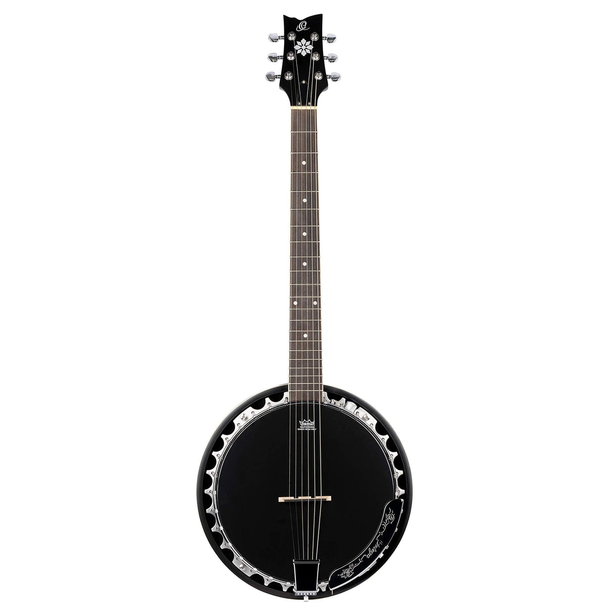 ORTEGA Raven Series Banjo - Banjo de 6 cuerdas, incluye funda, color negro satinado
