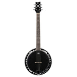 ORTEGA Raven Series Banjo - Banjo de 6 cuerdas, incluye funda, color negro satinado