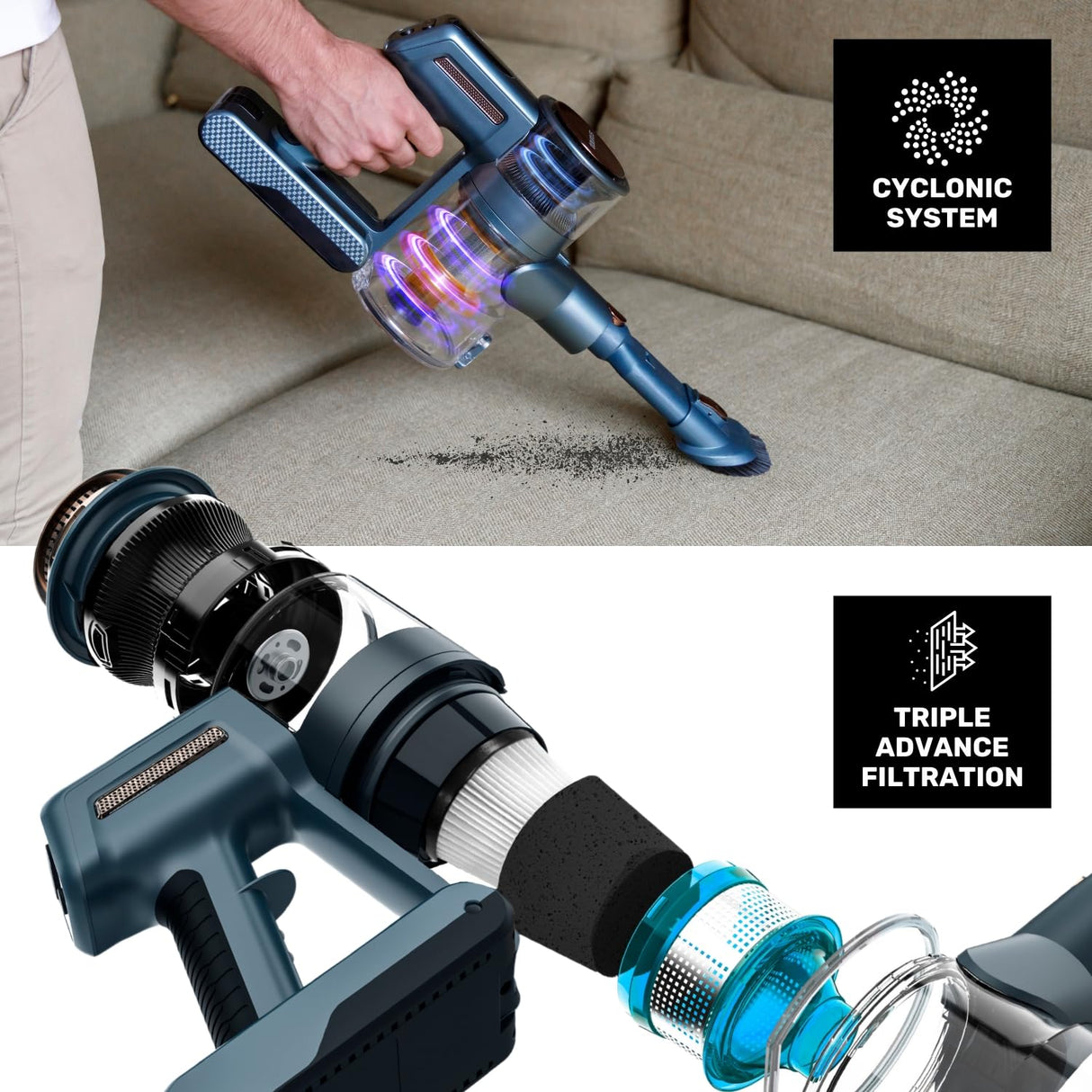 Taurus – Aspiradora Homeland Digital Animal Flex | 415W | 3 velocidades | Sin Cable | Batería 3h | 60min autonomía | Giro 180º | LED óptico | 2 Cepillos