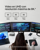 Belkin Hub USB-C, Base Dock USB c 11 en 1 Pro GAN 150 W, Docking Station con USB-C, USB-A, Ethernet, SD, MicroSD, Puerto 3,5 mm, Puertos HDMI 4K para Tres monitores, Compatible con MacBook Pro y más