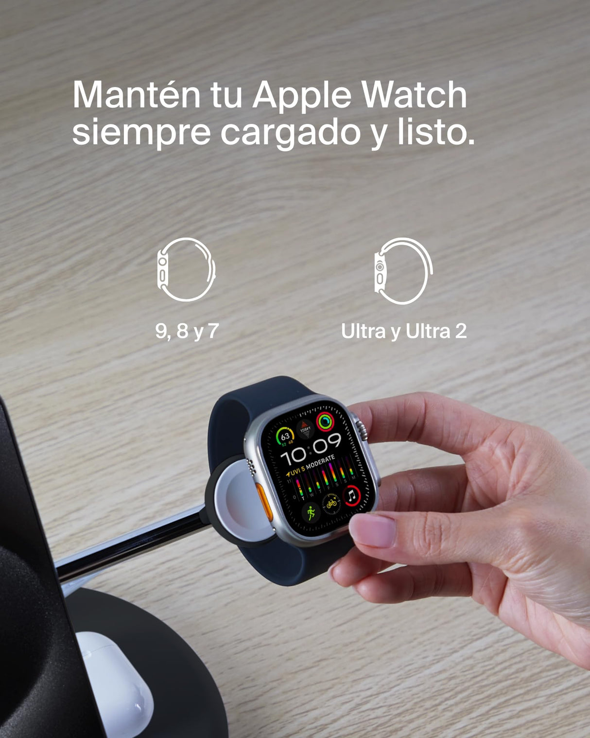 Belkin Soporte de Carga inalámbrica 3 en 1 con MagSafe, Cargador magnético Qi2 de 15 W, Carga rápida para iPhone 16, 15, 14 y 13, AirPods, Apple Watch y Otros (Fuente de alimentación incluida), Negro