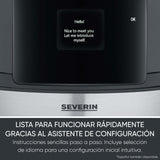 SEVERIN FILKA, cafetera de filtro totalmente automática, cafetera de filtro 5 en 1 con pantalla LED, molinillo, con jarra termo, negro mate/acero inoxidable, KA 9695