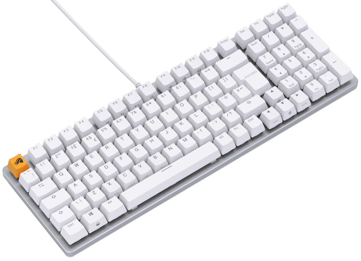 Glorious Gaming GMMK 2 Full Size (96%) - Teclado gaming mecánico, carcasa de aluminio, personalizable, keycaps dobles, switches Glorious Fox, RGB, distribuciones QWERTY inglés - Blanco