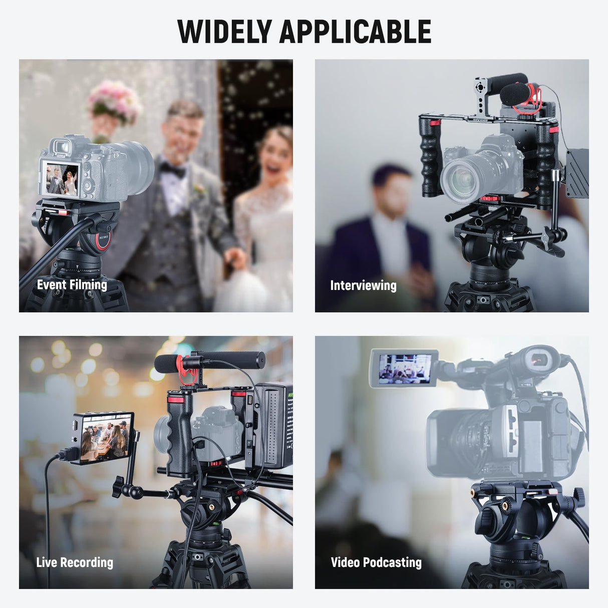 NEEWER Trípode para cámara de Video de 76 Pulgadas con Cabezal Fluido, liberación rápida de un Paso con amortiguación Ajustable, Soporte de trípode de Aluminio Resistente, Placa QR de Modo Dual para