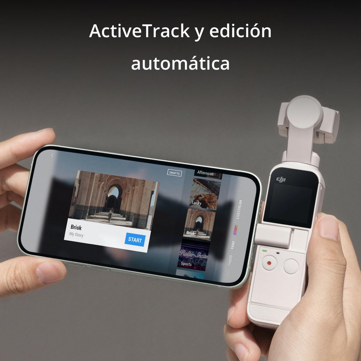 DJI Pocket 2 Combo - Cámara 4K con Estabilización en 3 Ejes, Vlog, Video UHD, Foto de Resolución de 64 MP, 1/1.7” CMOS, HDR, Reducción del Ruido, Timelapse, Slow Motion, Sin Tarjeta, Sin Extensor Rod
