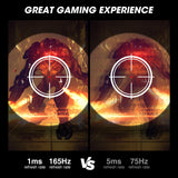 KOORUI Monitor 27 Pulgadas, Monitor Gaming 165Hz, FHD (1920 x 1080), 1ms, sRGB 100%,DCI-P3 90%,Adaptive Sync, 2xHDMI 2.0,DP1.4, VESA 75 * 75mm, inclinación Ajustable