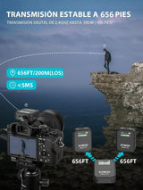 SYNCO Micrófono inalámbrico Lavalier, G2(A2) Pro Micro Corbata 2.4Ghz 200m Transmisión Compatible para Cámara DSLR Videocámaras Móviles y Tabletas, Corbata-Microfono-Solapa-Inalambrico-Sistema