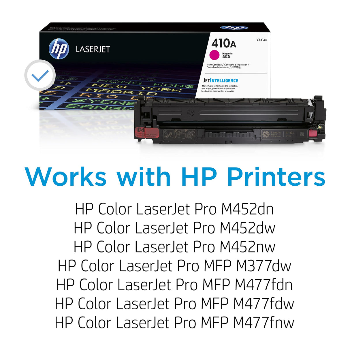 HP 410A CF413A, Magenta, Cartucho Tóner Original, de 2.300 páginas, para impresoras HP Color LaserJet Pro serie M452 y M477