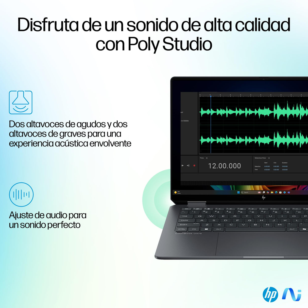 HP OmniBook Ultra Flip 14-fh0002ns - Ordenador Portátil Convertible de 14" OLED 2.8K 120Hz (Intel Ultra 7-258V, 32GB RAM, 1 TB, Intel ARC, Windows 11) Negro - Teclado QWERTY Español