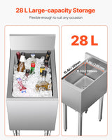 VEVOR Contenedor de Hielo de 28 L para Debajo del Mostrador de 305 x 483 x 937 mm, de Acero Inoxidable con Tapa Deslizante y Patas de Bola Ajustables, Carrito Refrigerado para Bar, Restaurante