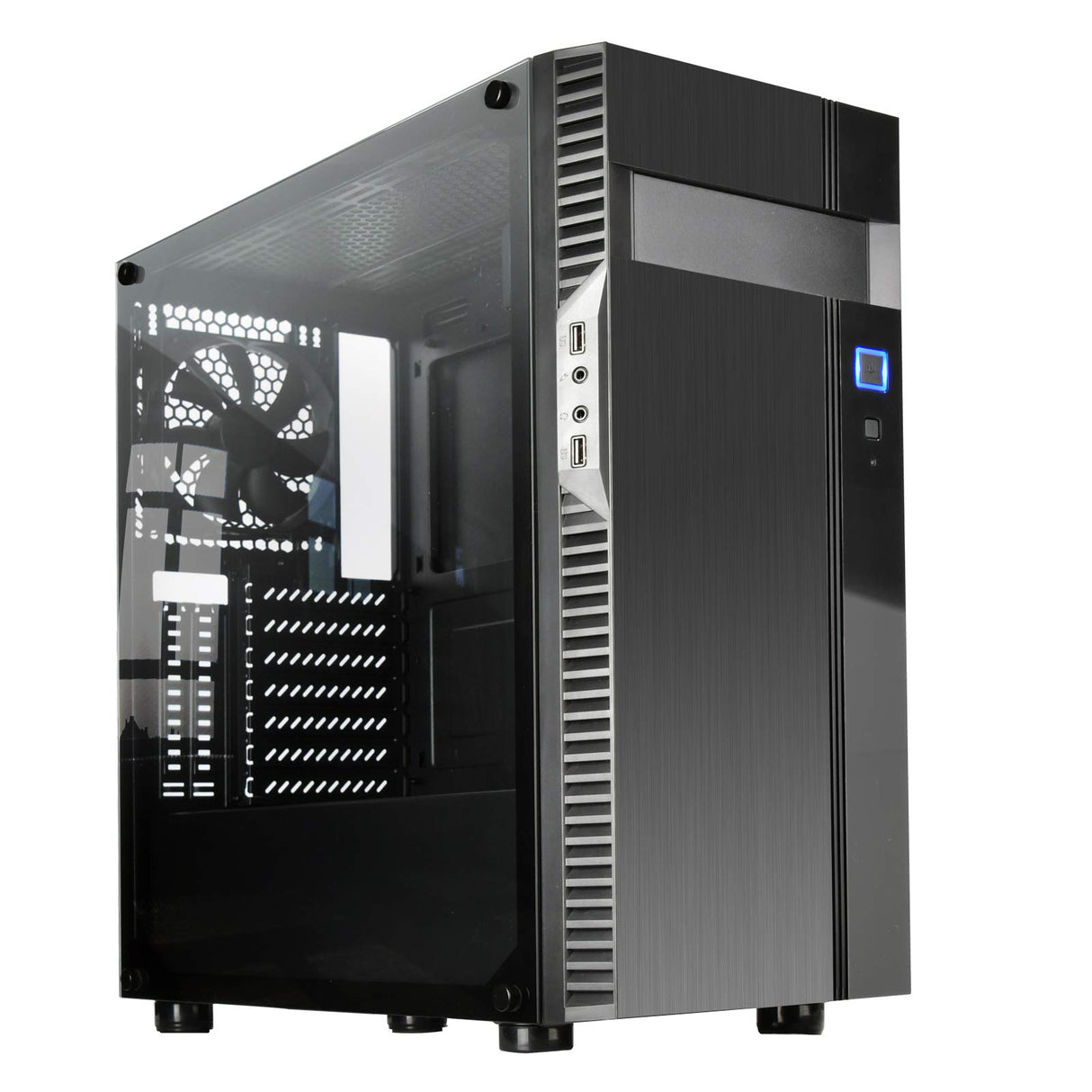 Silverstone SST-PS14B-E - Caja de Torre ATX de Precision, Panel Lateral de Vidrio Templado Ahumado, Negro