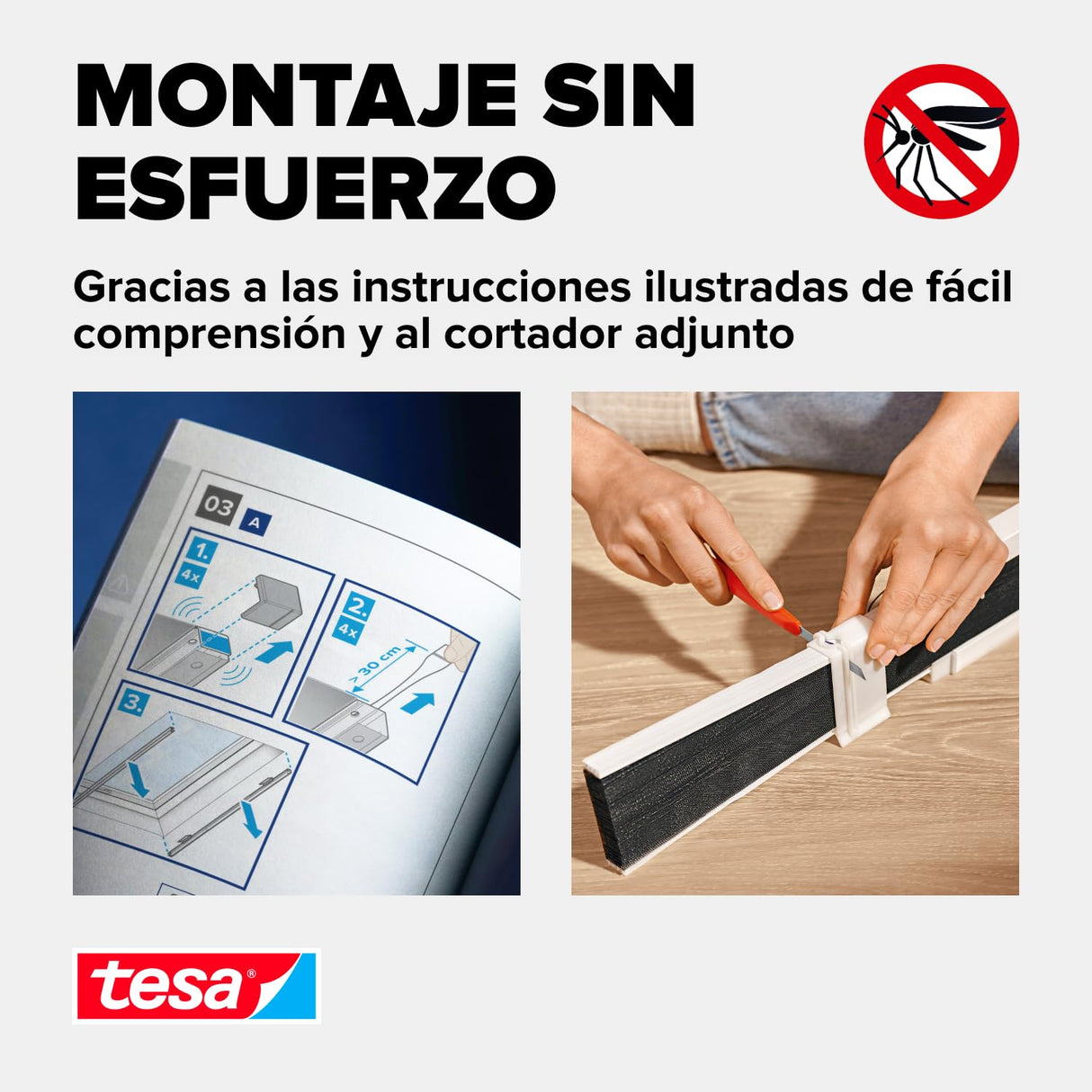 tesa® Cortina Mosquitera Plisada de Aluminio - Mosquitero Extensible para Claraboyas - Fácil Instalación sin Taladrar - Tecnología tesa Powerstrips® - Blanco