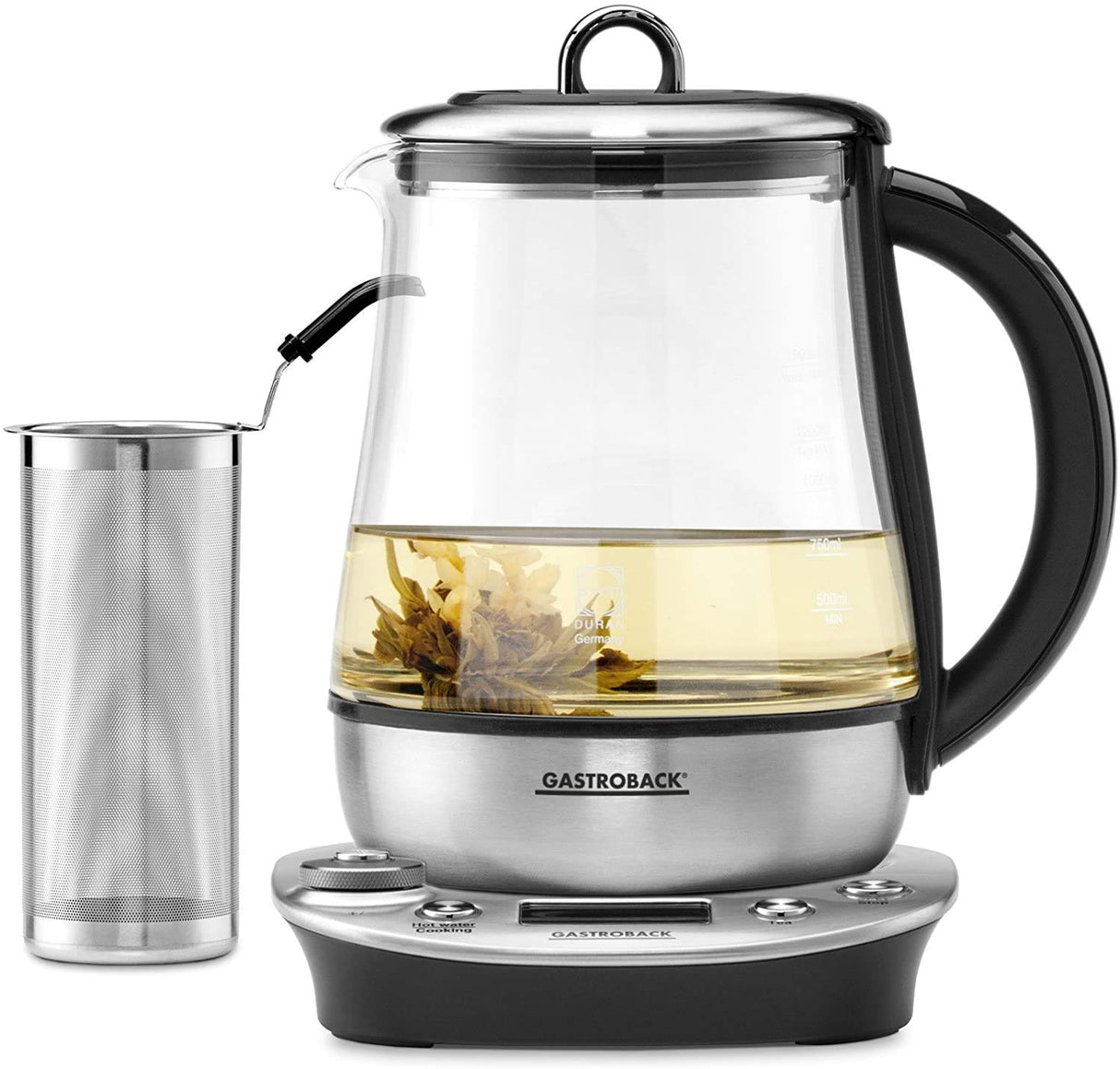 Gastroback Tetera eléctrica 1400W con accesorio para te y baño maría, para café o té 42438