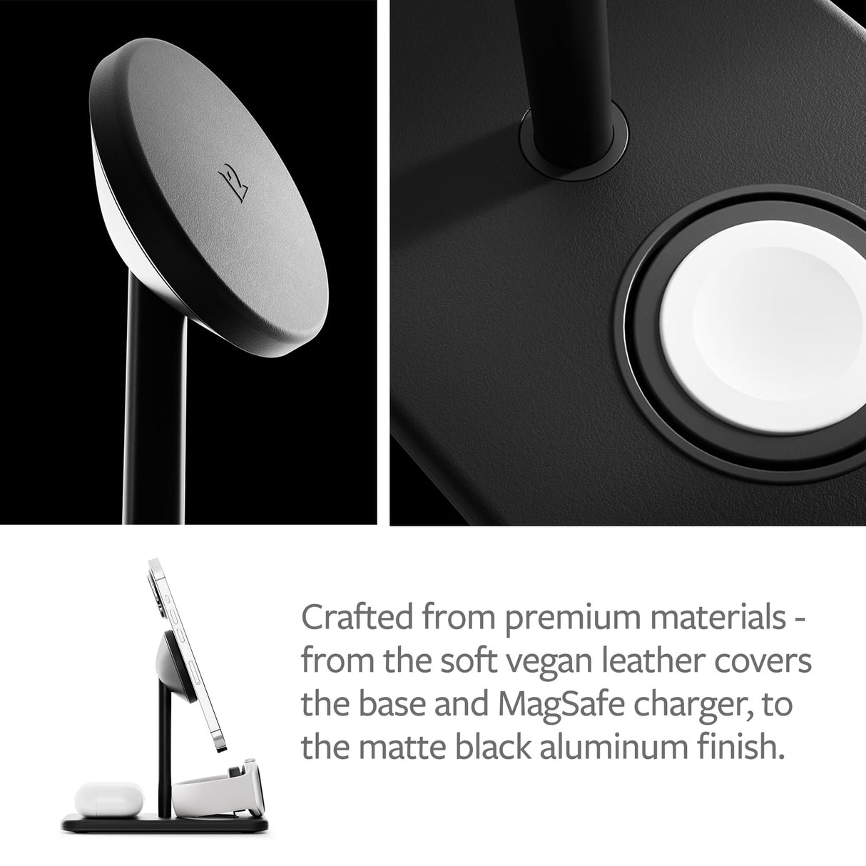 Twelve South HiRise 3 Deluxe, Soporte de Carga MagSafe Compacto de Lujo para iPhone, AirPods y Apple Watch, Incluye Fuente de alimentación Estadounidense con Cable de 5 pies, además de adaptadores de