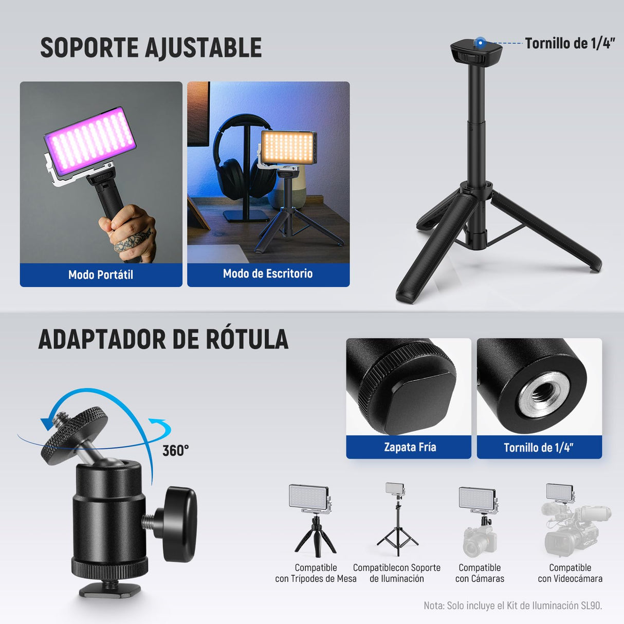 NEEWER - Lámpara de vídeo RGB de 12 W, Panel LED para Streaming, Selfie, 2500 K-10000 K CRI97+, Control App/2.4 G, batería 4300 mAh, Soporte de Escritorio para Vlogging, grabación de vídeo, Podcast